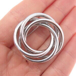 BOND BOYD 925 Sterling Silver Vintage Modernist Interlocked Pin Brooch